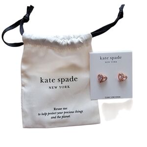 Kate Spade Rose Gold Heart Cubic Zirconia Earrings